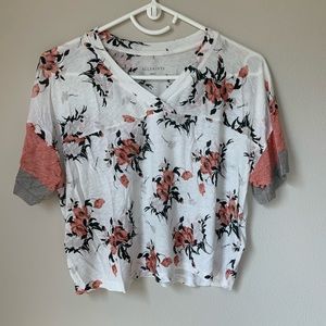 All saints floral sporty crop tshirt m